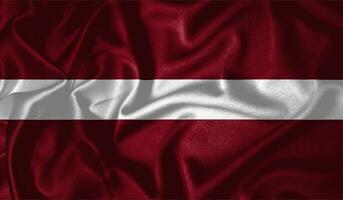 Letland vlag golvend fladderend in de wind met realistisch structuur kleding stof zijde satijn achtergrond foto