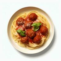 ai gegenereerd spaghetti gehaktballen echt foto fotorealistisch voorraad