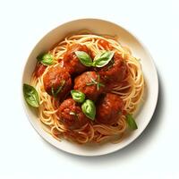 ai gegenereerd spaghetti gehaktballen echt foto fotorealistisch voorraad
