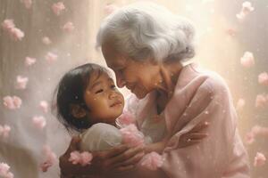 ai gegenereerd de binding tussen een grootmoeder en haar kleindochter foto