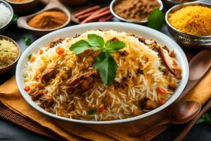 ai gegenereerd Indisch biryani met specerijen en specerijen foto