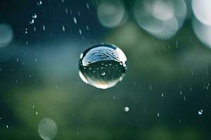 ai gegenereerd een laten vallen van water is getoond in de regen foto