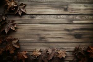 ai gegenereerd leeg hout achtergrond met blad voor Product Scherm ai gegenereerd foto