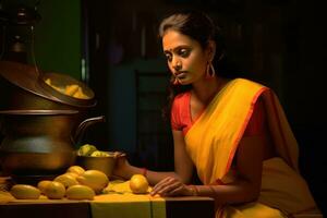 ai gegenereerd de kunst van Koken met citrus fruit foto