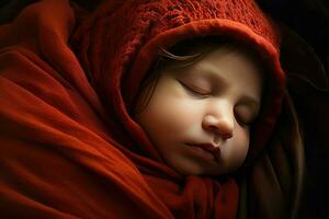 ai gegenereerd schattig geboren baby slapen ai gegenereerd foto