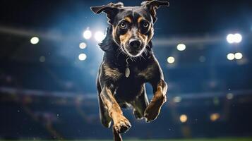 ai gegenereerd foto van een elegant hond deelnemen in een hoektand wendbaarheid. generatief ai