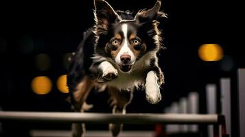 ai gegenereerd foto van een elegant hond deelnemen in een hoektand wendbaarheid. generatief ai