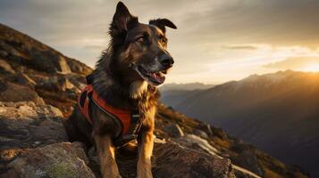 ai gegenereerd foto van een vastbesloten zoeken en redden hond. generatief ai