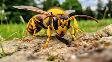 ai gegenereerd foto van geel jasje Aan een grond. generatief ai