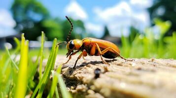 ai gegenereerd foto van soldaat kever Aan een grond. generatief ai