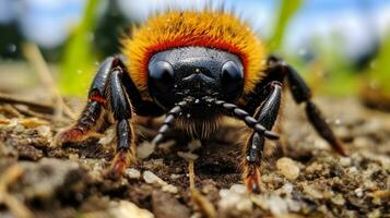 ai gegenereerd foto van fluweel mier Aan een grond. generatief ai