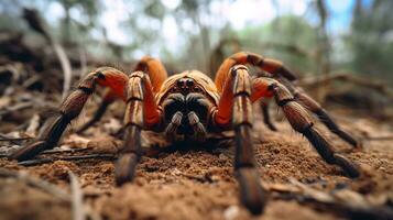 ai gegenereerd foto van tarantula Aan een grond. generatief ai