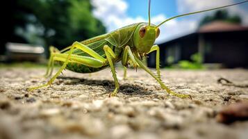 ai gegenereerd foto van sabelsprinkhaan Aan een grond. generatief ai