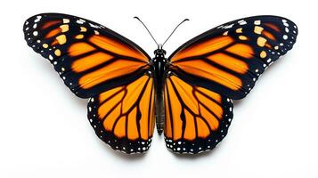 ai gegenereerd monarch vlinder geïsoleerd Aan wit achtergrond. generatief ai foto