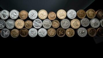 ai gegenereerd foto van munten van divers denominaties vormen een pad. generatief ai