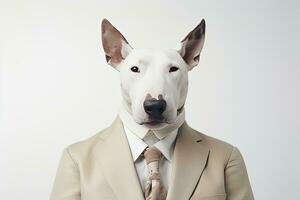 ai gegenereerd een zakenman met hond hoofd geïsoleerd foto