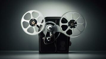 ai gegenereerd een klassiek beeld van een film projector met een film haspel foto