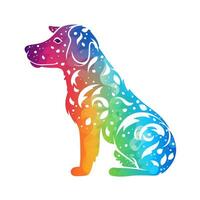 ai gegenereerd vaag logo met hond in regenboog Aan een wit achtergrond. generatief ai foto