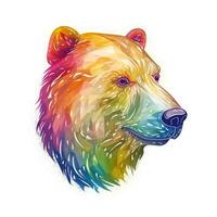 ai gegenereerd vaag logo met beer hoofd in regenboog Aan een wit achtergrond. generatief ai foto