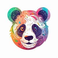 ai gegenereerd vaag logo met een panda hoofd in regenboog Aan een wit achtergrond. generatief ai foto