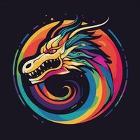 ai gegenereerd psychedelisch kunst logo van een draak. generatief ai foto