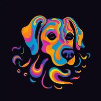 ai gegenereerd psychedelisch kunst logo van een hond. generatief ai foto