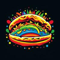 ai gegenereerd psychedelisch kunst logo van een hotdog. generatief ai foto