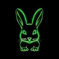 ai gegenereerd een mascotte logo met een konijn in groen neon. generatief ai foto