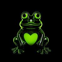 ai gegenereerd een mascotte logo met een kikker in groen neon. generatief ai foto