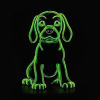 ai gegenereerd een mascotte logo met een hond in groen neon. generatief ai foto