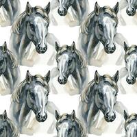 naadloos patroon met waterverf wit paarden. ruiter sport traditioneel stijl voor modieus mode kleding stof. foto
