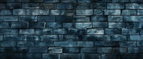 ai gegenereerd donker bakstenen beton muur achtergrond met blauw lucht foto