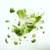 ai gegenereerd Product commercieel beeld van een vallend salat besnoeiing in foto