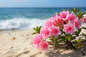 ai gegenereerd bloemen Aan strand foto