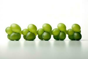ai gegenereerd groen druiven Aan een wit achtergrond foto