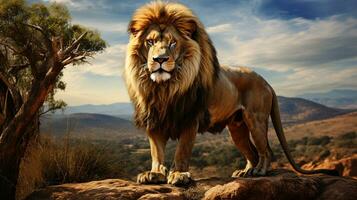 ai gegenereerd visie van een wild leeuw foto