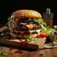 ai gegenereerd watertanden perfectie van een heerlijk hamburger foto