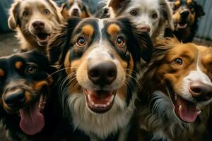 ai gegenereerd hoektand selfie ploeg honden staking een houding met speels charisma foto