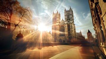 ai gegenereerd Westminster abdij, Londen, Verenigde koninkrijk. beroemd toerist attractie foto