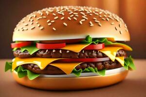 ai gegenereerd een Hamburger is getoond in deze illustratie foto