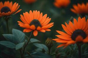 ai gegenereerd mooi bloemen in de tuin, wijnoogst kleur toon en zacht focus. generatief ai foto