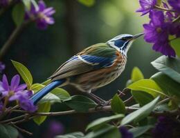 ai gegenereerd blauw nageslacht spreeuw luscinia caerulea. generatief ai foto