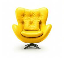 ai gegenereerd geel leer lounge stoel Aan een wit achtergrond foto