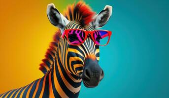 ai gegenereerd een zebra is vervelend bril foto