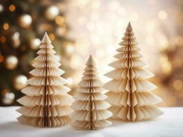 ai gegenereerd eigengemaakt papier decoraties in de het formulier van Kerstmis bomen voor kerstmis. handgemaakt, winter, vakantie, fotorealisme. ai gegenereerd illustraties. foto