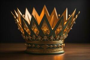 ai gegenereerd laag sleutel beeld van mooi gouden koningin, koning kroon. ai generatief foto