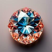 ai gegenereerd gefacetteerd diamant, glimmend helder transparant natuurlijk mineraal - ai gegenereerd beeld foto