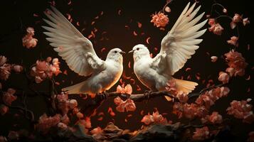 ai gegenereerd duiven wit duiven Valentijn vogelstand ai gegenereerd achtergrond beeld foto