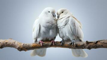 ai gegenereerd paar- duiven wit Valentijn vogelstand ai gegenereerd achtergrond beeld foto
