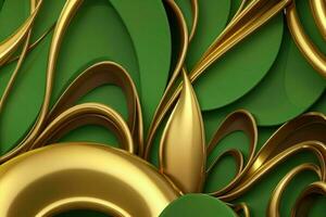 ai gegenereerd 3d renderen luxe groen en gouden abstract achtergrond. pro foto